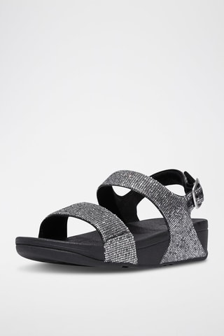 Sandalen met Sleehak - Zwart en Zilverkleurig