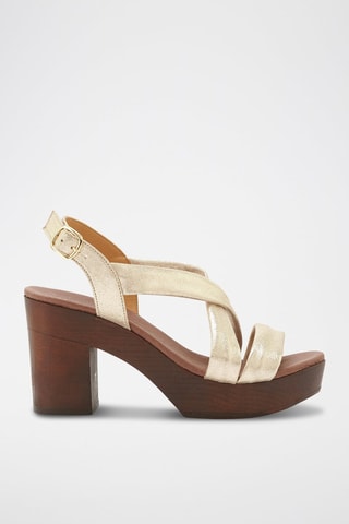 Leren Sandalen met Hak Vikia - Beige