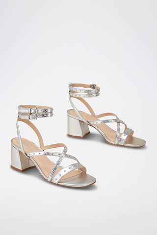 Leren Sandalen met Hak Zoemie - Zilverkleurig