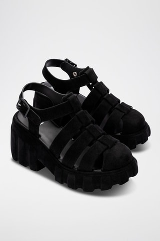 Velours Platform Waterschoenen Megane Velvet - Zwart