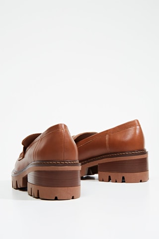 Mocassins à talons en cuir de veau - Beige
