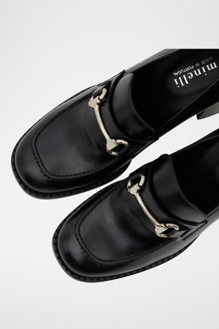 Kalfsleren Mocassins met Hak - Zwart