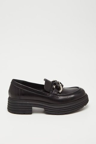 Mocassins com plataforma em couro de vitelo - Preto