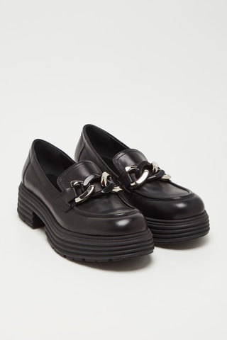 Mocassins com plataforma em couro de vitelo - Preto