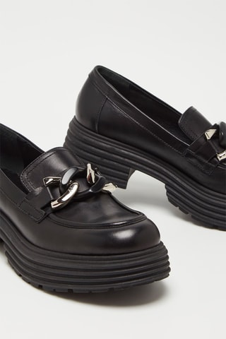 Mocassins com plataforma em couro de vitelo - Preto