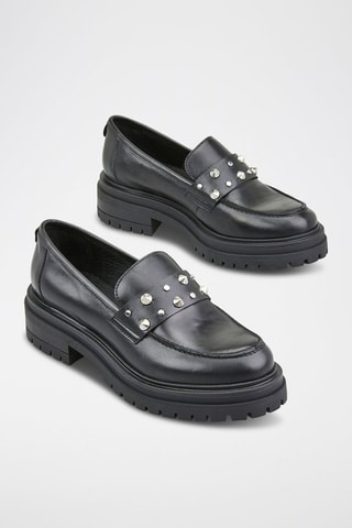 Lakleren Mocassins met Sleehak Verica - Zwart