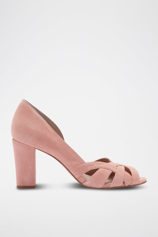 Sapatos de salto em couro de cabra nobuck - Rosa