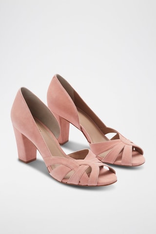 Sapatos de salto em couro de cabra nobuck - Rosa