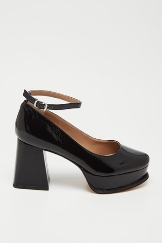Sapatos de salto em couro de cabra envernizado - Preto