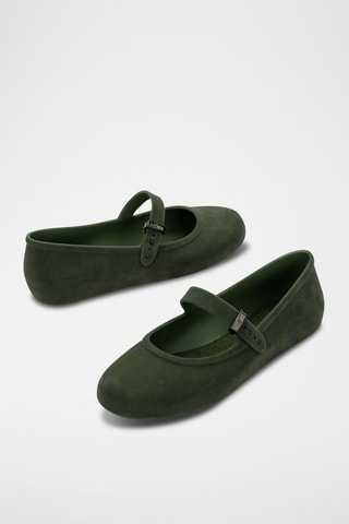 Velours Mary Janes - Groen