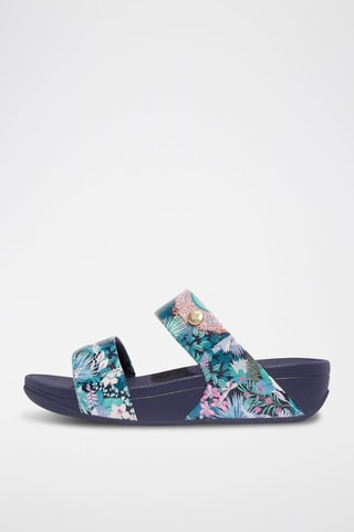 Leren Sandalen met Sleehak Blauw