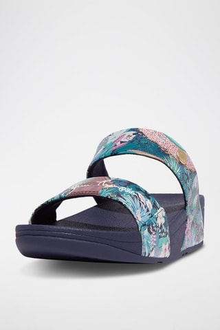 Leren Sandalen met Sleehak Blauw