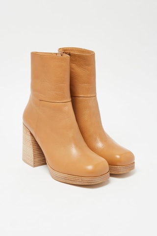Bottines en cuir de veau - Camel