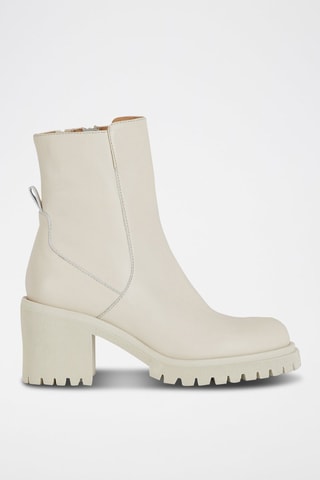 Bottines en cuir de veau Ecru