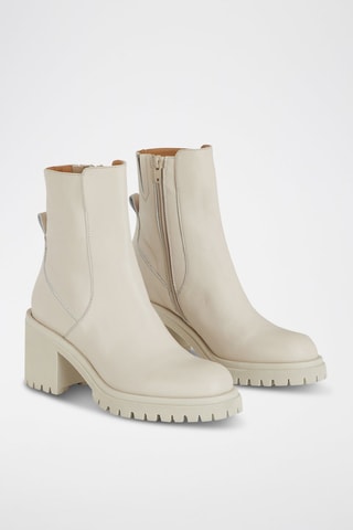 Bottines en cuir de veau Ecru