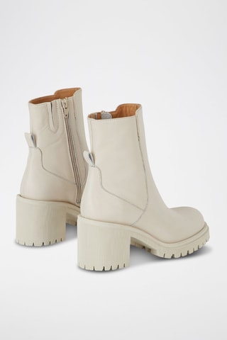 Bottines en cuir de veau Ecru