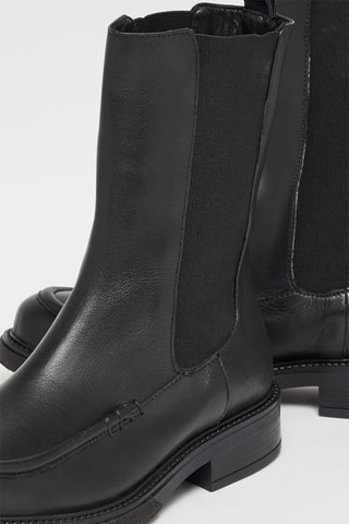 Bottines Chelsea en cuir de veau - Noir