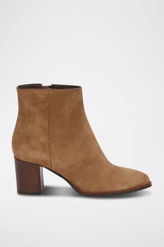 Bottines en cuir de veau nubuck - Camel