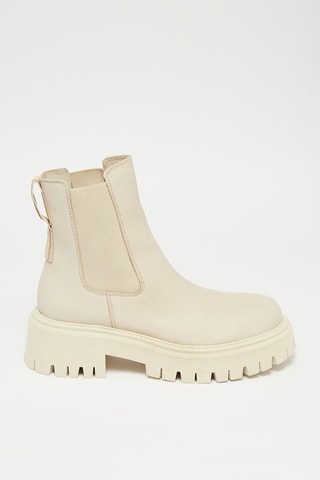 Bottines Chelsea plateformes en cuir de veau - Ecru