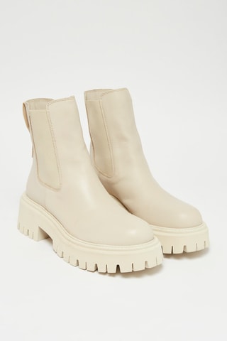 Bottines Chelsea plateformes en cuir de veau - Ecru