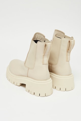 Bottines Chelsea plateformes en cuir de veau - Ecru