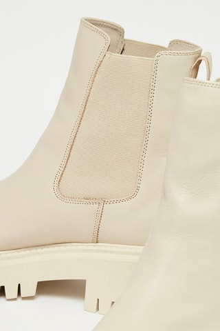 Bottines Chelsea plateformes en cuir de veau - Ecru