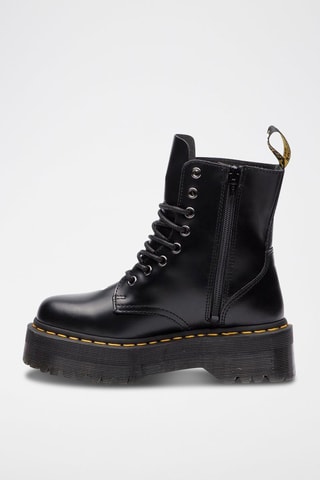 Leren Platform Enkellaarzen Jadon Black Polished Smooth - Zwart