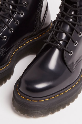 Leren Platform Enkellaarzen Jadon Black Polished Smooth - Zwart