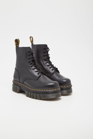 Leren Platform Enkellaarzen Audrick 8 Eye Boot Black Nappa Lux - Zwart