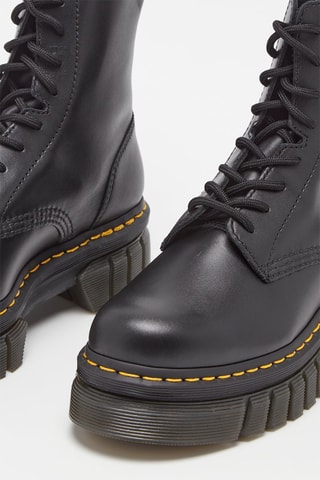 Leren Platform Enkellaarzen Audrick 8 Eye Boot Black Nappa Lux - Zwart
