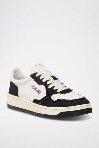 Sapatilhas em couro de cabra - Branco e preto