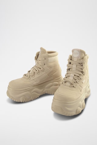 Vegan Leer Platform Sneakers - Beige