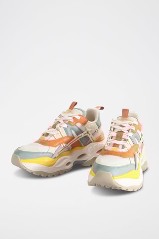 Vegan Leren Platform Sneakers Triplet Hollow - Oranje en Wit