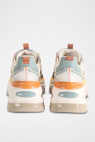 Vegan Leren Platform Sneakers Triplet Hollow - Oranje en Wit