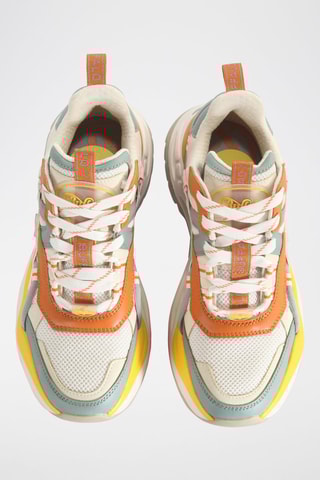 Vegan Leren Platform Sneakers Triplet Hollow - Oranje en Wit