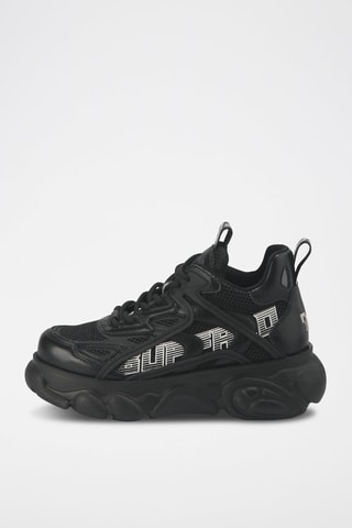 Vegan Leren Platform Sneakers - Zwart
