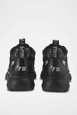 Vegan Leren Platform Sneakers - Zwart