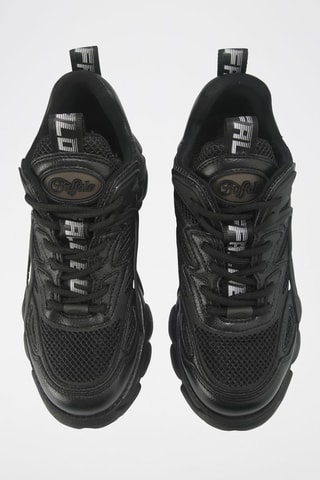 Vegan Leren Platform Sneakers - Zwart