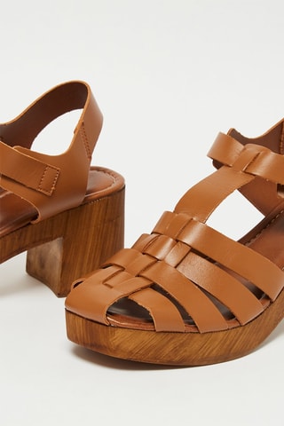Leren Sandalen met Hak Roudoudou - Camel
