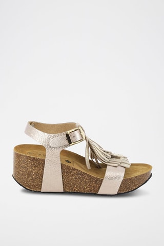 Leren Sandalen met Sleehak Rimini - Goudkleurig