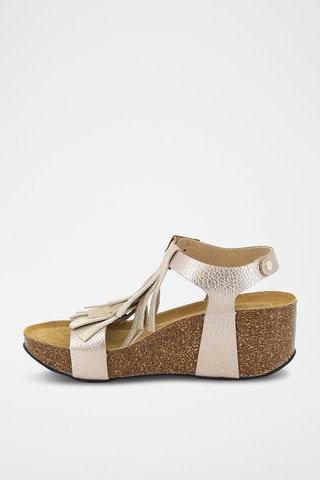 Leren Sandalen met Sleehak Rimini - Goudkleurig