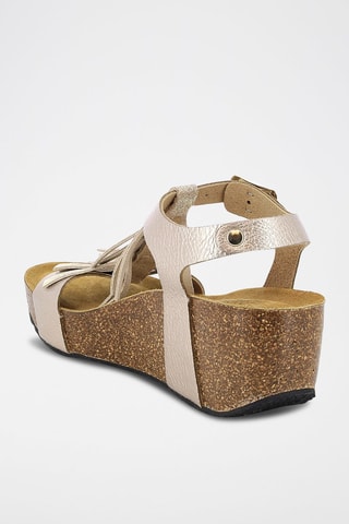 Leren Sandalen met Sleehak Rimini - Goudkleurig