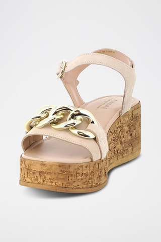 Leren Sandalen met Sleehak Romana - Beige
