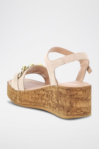 Leren Sandalen met Sleehak Romana - Beige