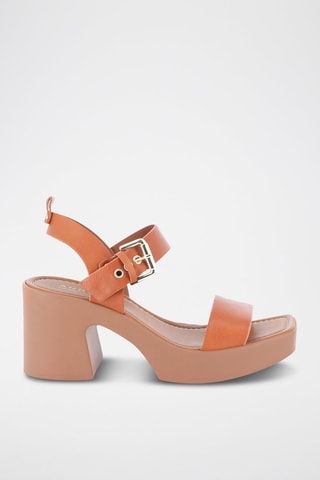 Leren Sandalen met Hak Urania - Camel