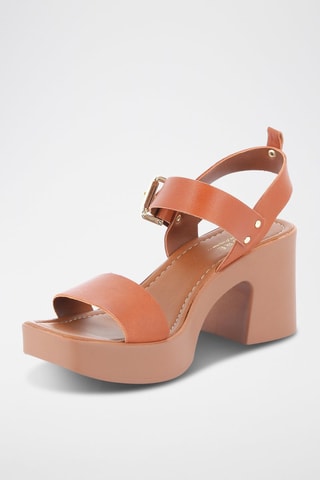 Leren Sandalen met Hak Urania - Camel