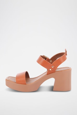 Leren Sandalen met Hak Urania - Camel