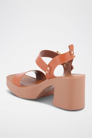 Leren Sandalen met Hak Urania - Camel