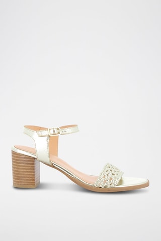 Leren Sandalen met Hak Resplandissante - Goudkleurig