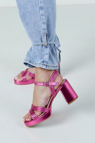 Leren Sandalen met Hak Delina - Roze